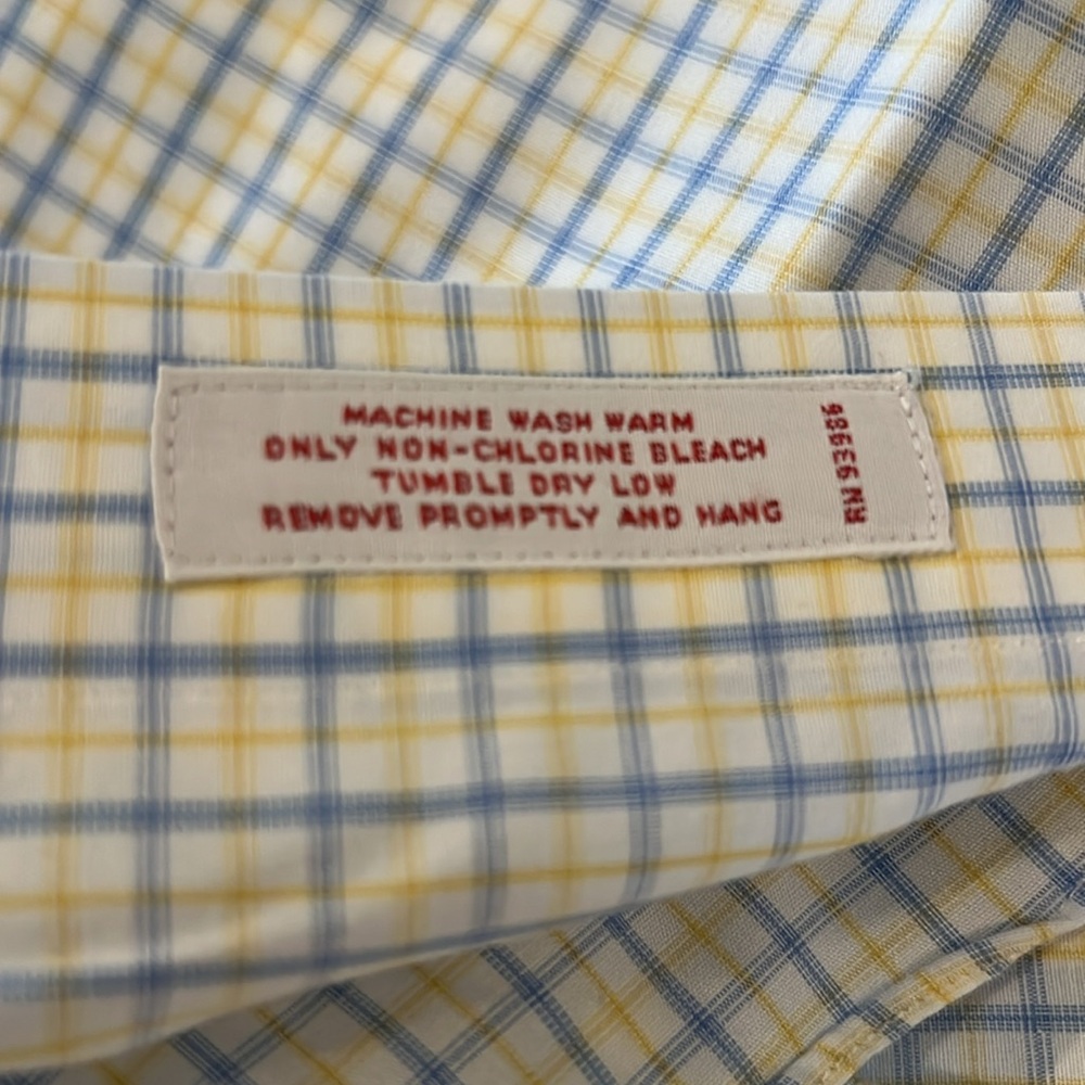 Brooks Brothers men’s long sleeved blue/white/yellow checked shirt. Size 16.5/33 - Picture 6 of 6